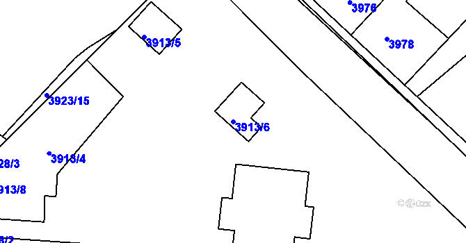 Parcela st. 3913/6 v KÚ Kročehlavy, Katastrální mapa