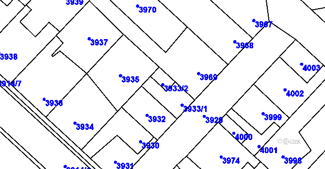 Parcela st. 3933/2 v KÚ Kročehlavy, Katastrální mapa