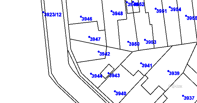Parcela st. 3942 v KÚ Kročehlavy, Katastrální mapa