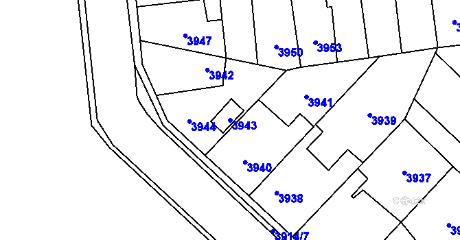 Parcela st. 3943 v KÚ Kročehlavy, Katastrální mapa