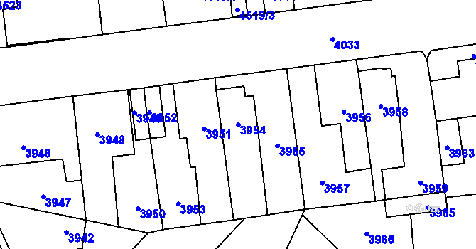 Parcela st. 3954 v KÚ Kročehlavy, Katastrální mapa