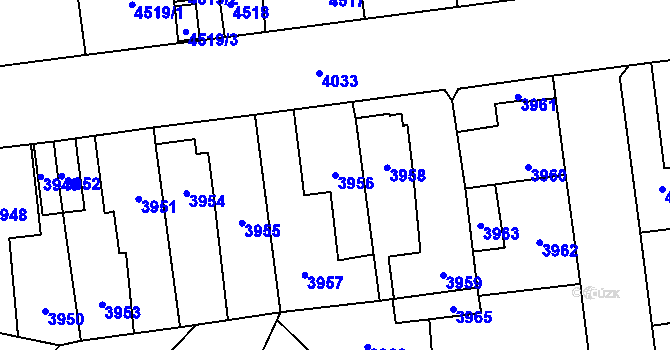 Parcela st. 3956 v KÚ Kročehlavy, Katastrální mapa