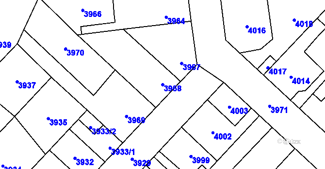 Parcela st. 3968 v KÚ Kročehlavy, Katastrální mapa