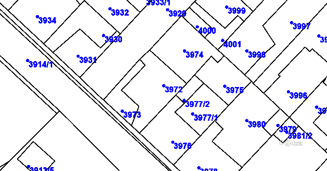 Parcela st. 3972 v KÚ Kročehlavy, Katastrální mapa