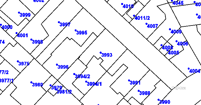 Parcela st. 3993 v KÚ Kročehlavy, Katastrální mapa