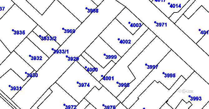 Parcela st. 3999 v KÚ Kročehlavy, Katastrální mapa