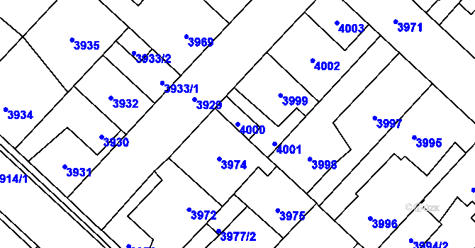 Parcela st. 4000 v KÚ Kročehlavy, Katastrální mapa