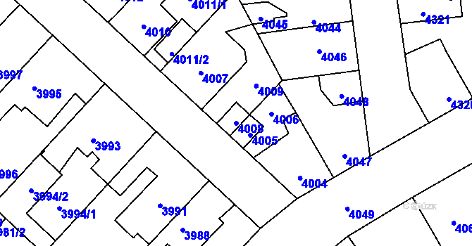 Parcela st. 4008 v KÚ Kročehlavy, Katastrální mapa