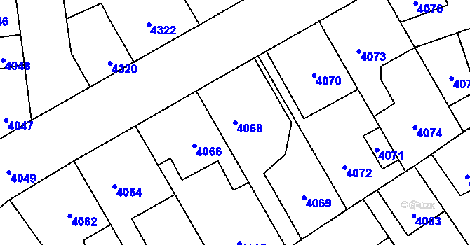 Parcela st. 4068 v KÚ Kročehlavy, Katastrální mapa