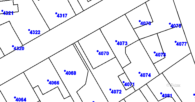 Parcela st. 4070 v KÚ Kročehlavy, Katastrální mapa