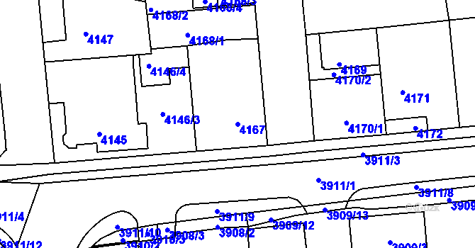 Parcela st. 4167 v KÚ Kročehlavy, Katastrální mapa