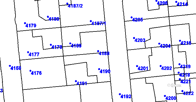 Parcela st. 4188 v KÚ Kročehlavy, Katastrální mapa