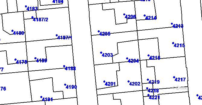 Parcela st. 4203 v KÚ Kročehlavy, Katastrální mapa