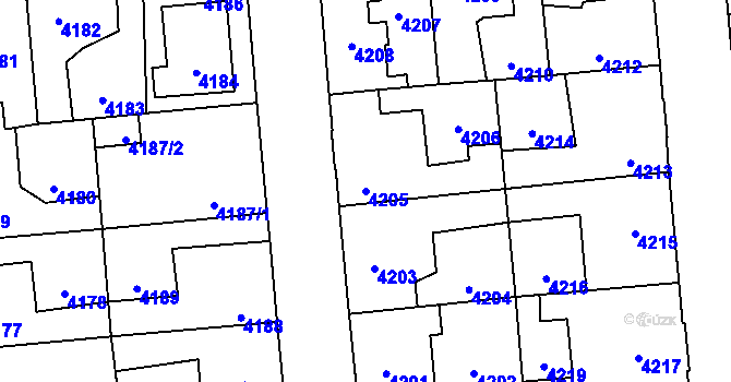 Parcela st. 4205 v KÚ Kročehlavy, Katastrální mapa