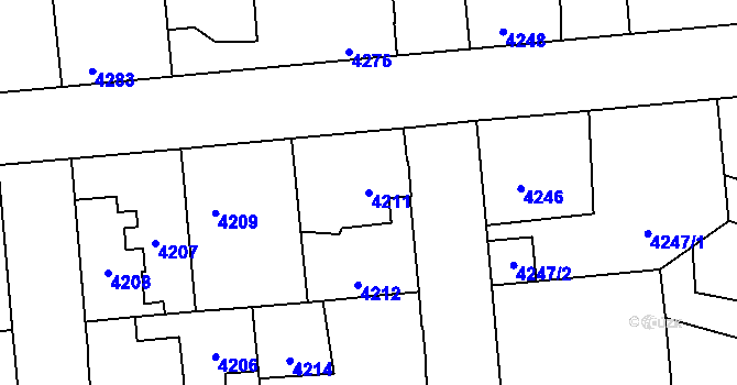 Parcela st. 4211 v KÚ Kročehlavy, Katastrální mapa