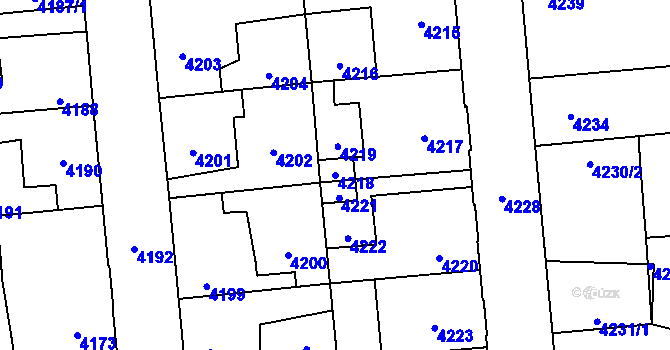 Parcela st. 4218 v KÚ Kročehlavy, Katastrální mapa
