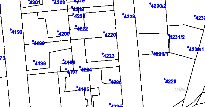 Parcela st. 4223 v KÚ Kročehlavy, Katastrální mapa