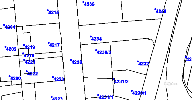 Parcela st. 4230/2 v KÚ Kročehlavy, Katastrální mapa