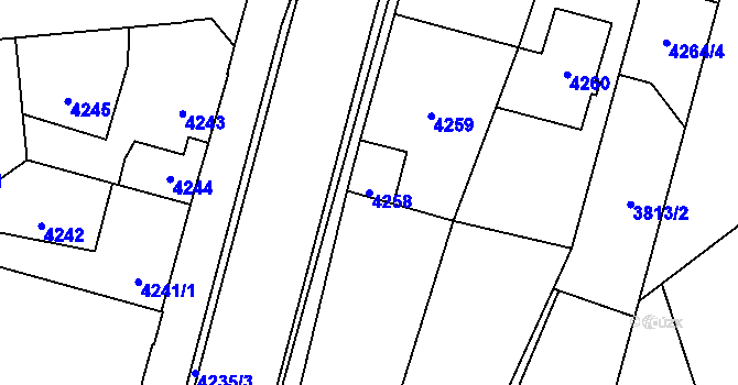 Parcela st. 4258 v KÚ Kročehlavy, Katastrální mapa