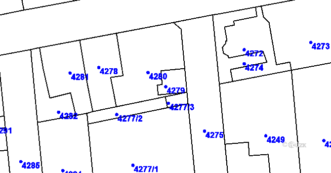 Parcela st. 4279 v KÚ Kročehlavy, Katastrální mapa