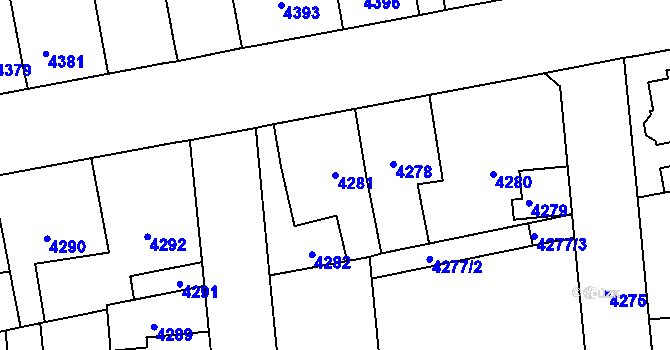 Parcela st. 4281 v KÚ Kročehlavy, Katastrální mapa
