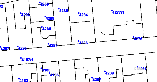Parcela st. 4283 v KÚ Kročehlavy, Katastrální mapa