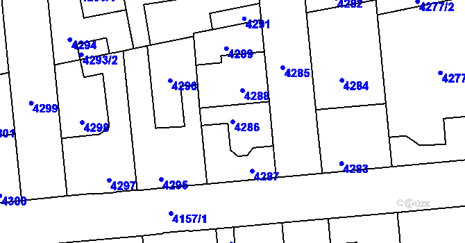 Parcela st. 4286 v KÚ Kročehlavy, Katastrální mapa