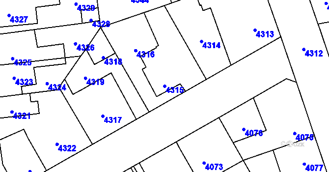 Parcela st. 4315 v KÚ Kročehlavy, Katastrální mapa