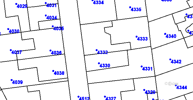 Parcela st. 4332 v KÚ Kročehlavy, Katastrální mapa