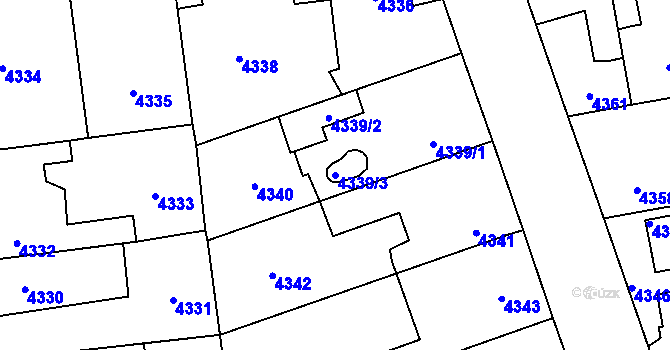 Parcela st. 4339/3 v KÚ Kročehlavy, Katastrální mapa