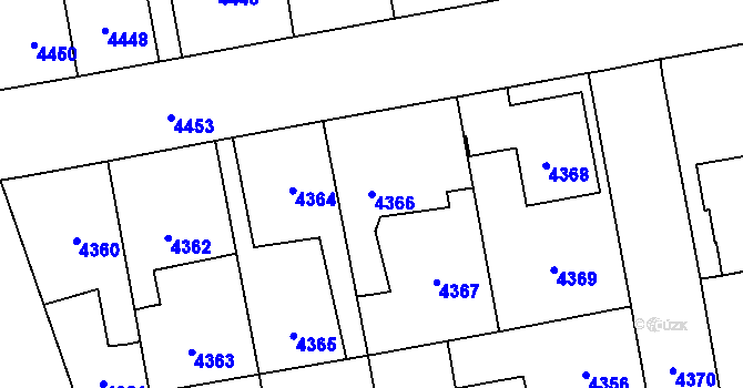 Parcela st. 4366 v KÚ Kročehlavy, Katastrální mapa