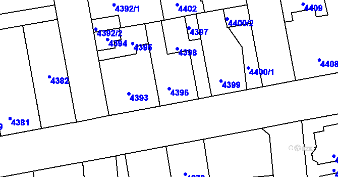 Parcela st. 4396 v KÚ Kročehlavy, Katastrální mapa
