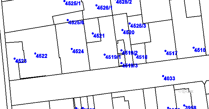Parcela st. 4519/1 v KÚ Kročehlavy, Katastrální mapa