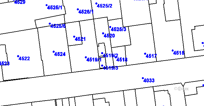 Parcela st. 4519/2 v KÚ Kročehlavy, Katastrální mapa
