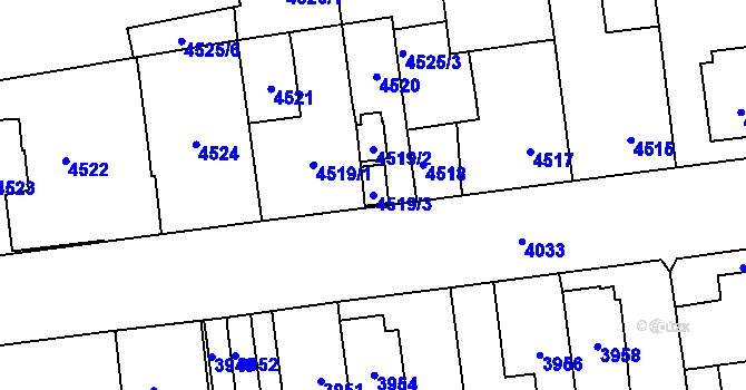 Parcela st. 4519/3 v KÚ Kročehlavy, Katastrální mapa