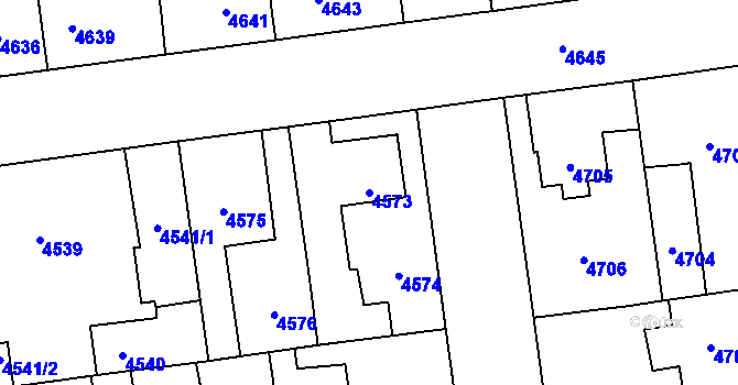 Parcela st. 4573 v KÚ Kročehlavy, Katastrální mapa