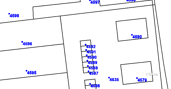 Parcela st. 4592 v KÚ Kročehlavy, Katastrální mapa