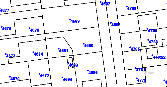 Parcela st. 4690 v KÚ Kročehlavy, Katastrální mapa