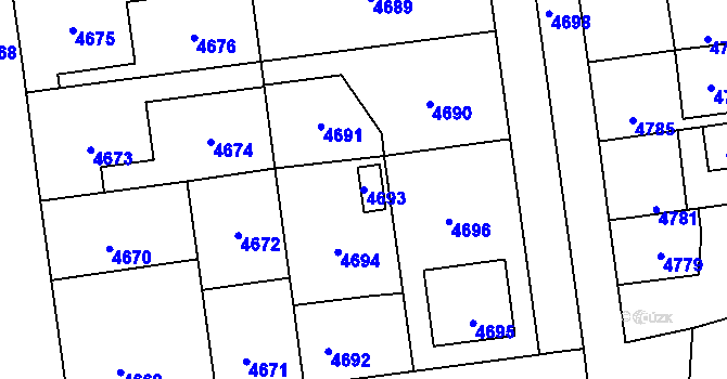 Parcela st. 4693 v KÚ Kročehlavy, Katastrální mapa