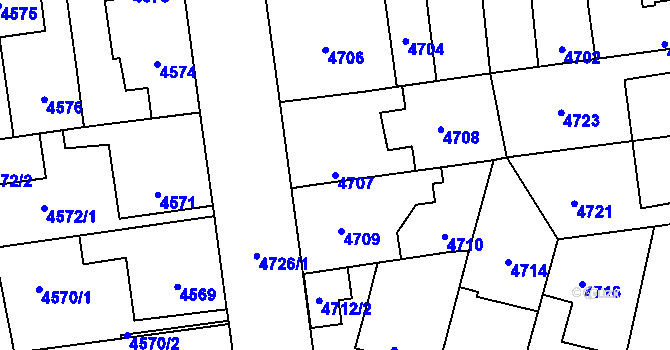 Parcela st. 4707 v KÚ Kročehlavy, Katastrální mapa