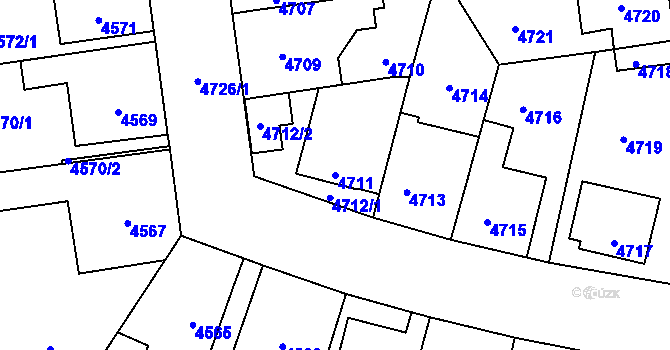 Parcela st. 4711 v KÚ Kročehlavy, Katastrální mapa