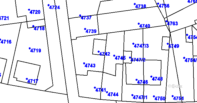 Parcela st. 4742 v KÚ Kročehlavy, Katastrální mapa