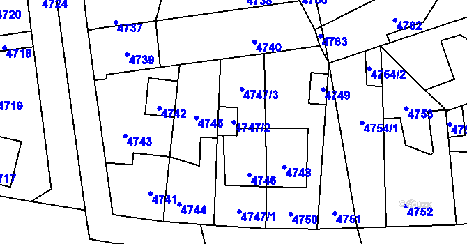 Parcela st. 4747/2 v KÚ Kročehlavy, Katastrální mapa