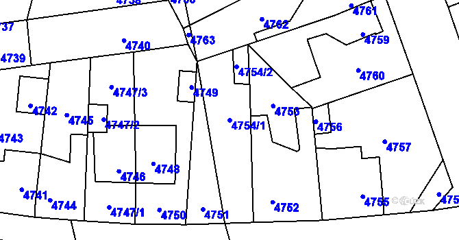 Parcela st. 4754/1 v KÚ Kročehlavy, Katastrální mapa