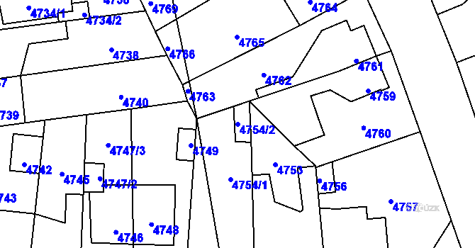 Parcela st. 4754/2 v KÚ Kročehlavy, Katastrální mapa