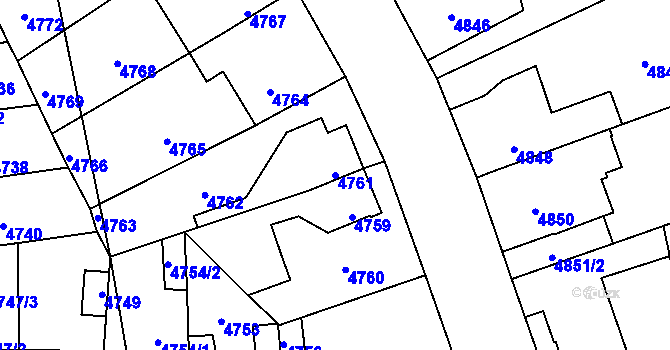 Parcela st. 4761 v KÚ Kročehlavy, Katastrální mapa