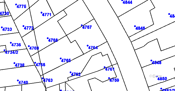 Parcela st. 4764 v KÚ Kročehlavy, Katastrální mapa