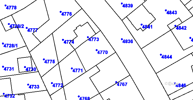 Parcela st. 4770 v KÚ Kročehlavy, Katastrální mapa
