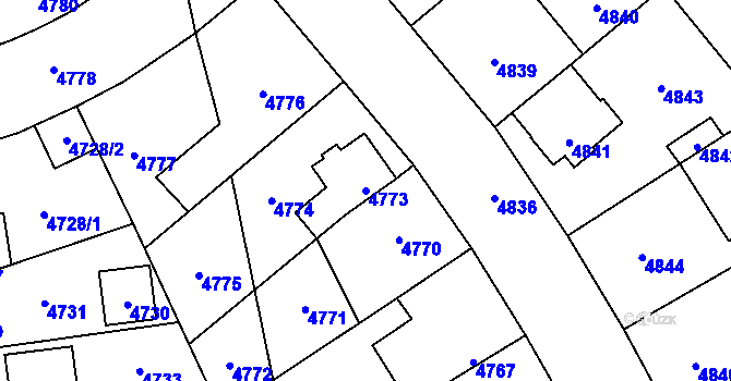 Parcela st. 4773 v KÚ Kročehlavy, Katastrální mapa