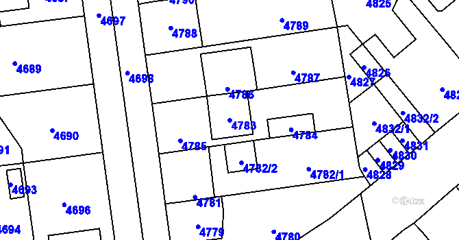 Parcela st. 4783 v KÚ Kročehlavy, Katastrální mapa